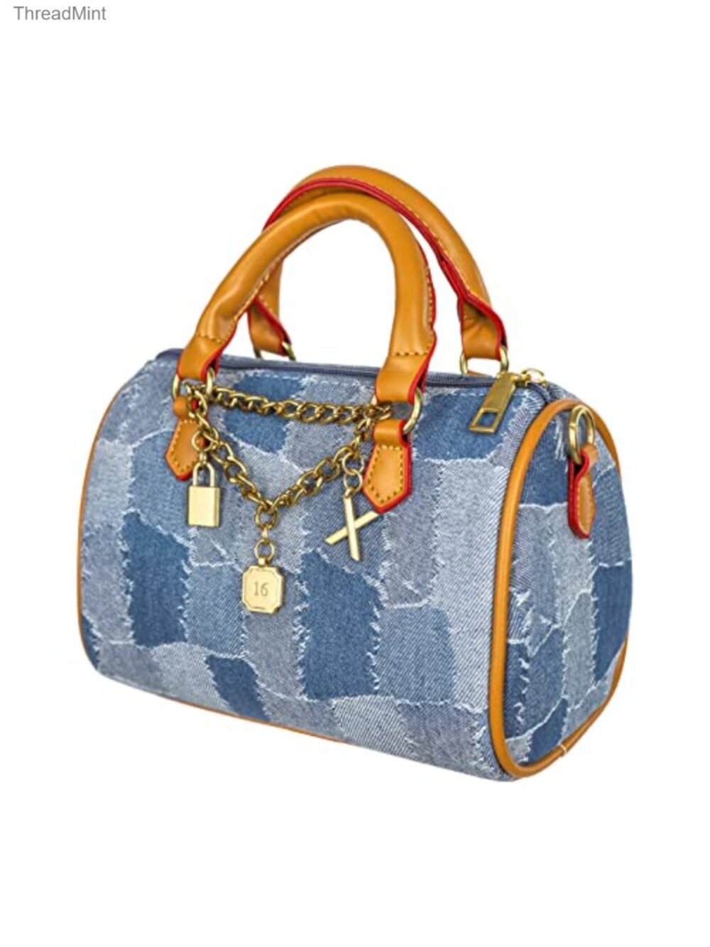 Mini Denim Crossbody Satchel with Detachable Strap